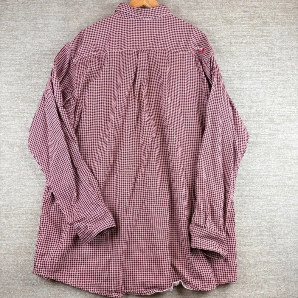 Ariat MNS FR WORK SHIRT Mens XXL-TALL Wine Red Plaid CAT EUC Western Rugged USA